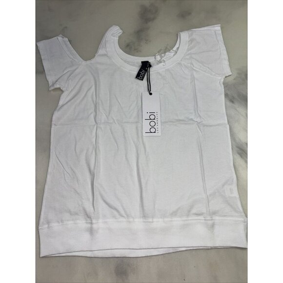 NWT Bobi Los Angeles One Shoulder Cutout Tee in Lightweight Jersey White Size S - Picture 2 of 6